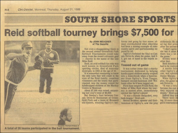 Le tournoi de 1986 dans la Gazette